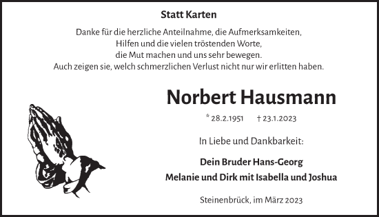 Anzeige von Norbert Hausmann von  Bergisches Handelsblatt 