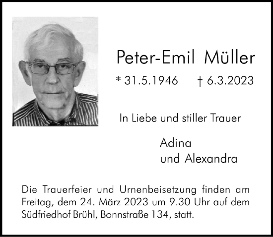 Anzeige von Peter-Emil Müller von  Schlossbote/Werbekurier 