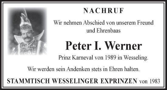 Anzeige von Peter I. Werner von  Schlossbote/Werbekurier 