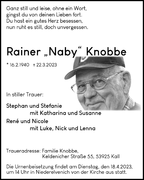 Anzeige von Rainer Knobbe von  Blickpunkt Euskirchen 