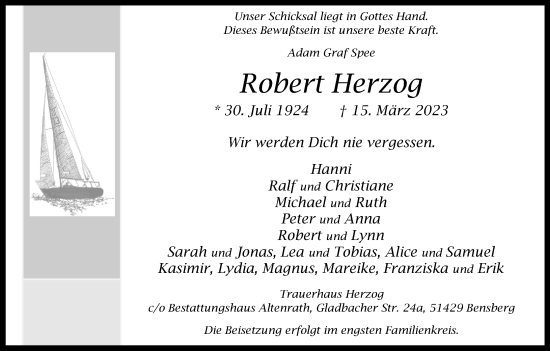 Anzeige von Robert Herzog von Kölner Stadt-Anzeiger / Kölnische Rundschau / Express