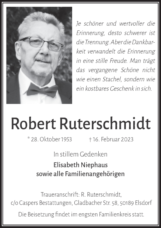 Anzeige von Robert Ruterschmidt von  Werbepost 