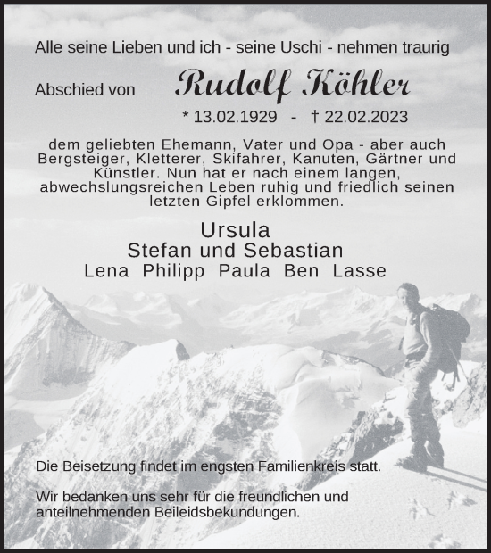 Anzeige von Rudolf Köhler von Kölner Stadt-Anzeiger / Kölnische Rundschau / Express