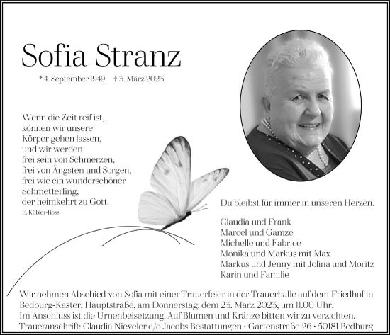 Anzeige von Sofia Stranz von  Werbepost 