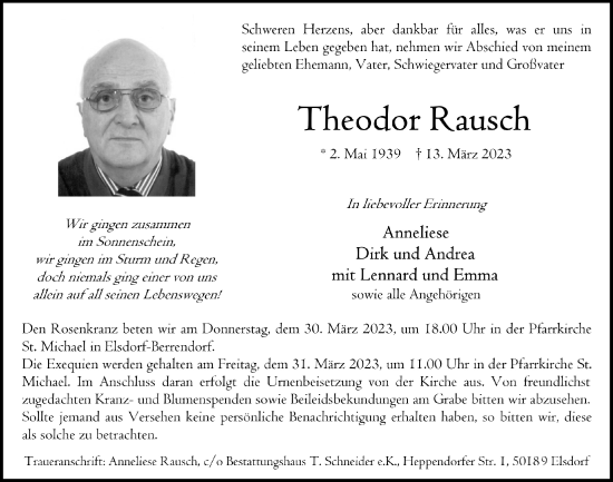 Anzeige von Theodor Rausch von  Werbepost 