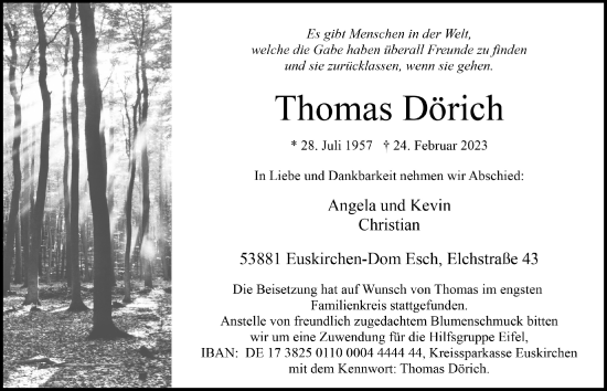 Anzeige von Thomas Dörich von  Blickpunkt Euskirchen 