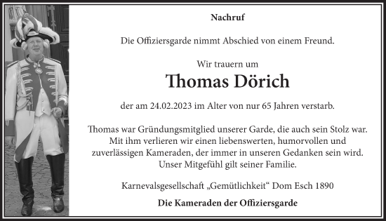 Anzeige von Thomas Dörich von  Blickpunkt Euskirchen 