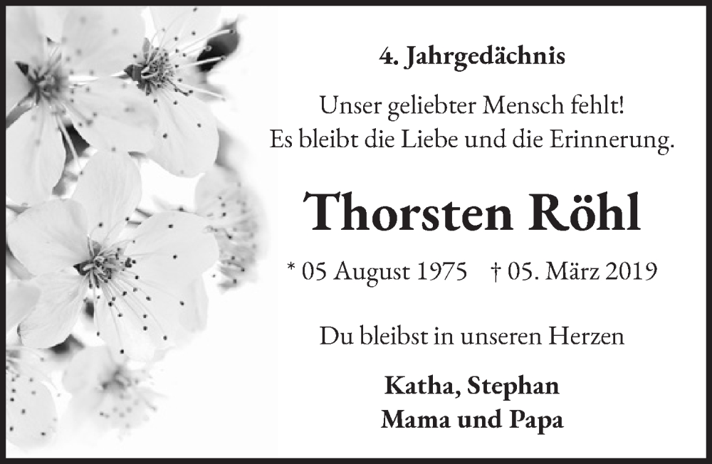  Traueranzeige für Thorsten Röhl vom 18.07.2023 aus  EXPRESS - Die Woche 