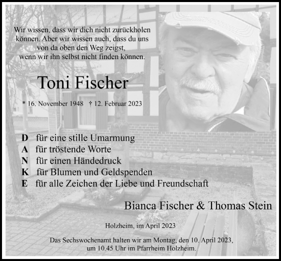 Anzeige von Toni Fischer von  Blickpunkt Euskirchen 
