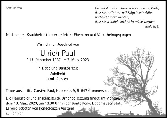 Anzeige von Ulrich Paul von Kölner Stadt-Anzeiger / Kölnische Rundschau / Express