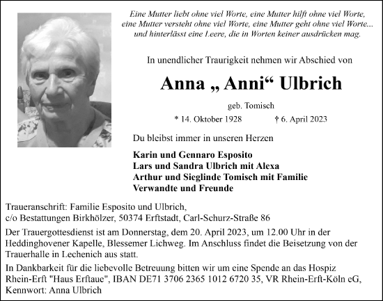 Anzeige von Anna Ulbrich von  Werbepost 