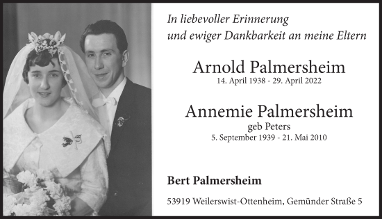 Anzeige von Annemie Palmersheim von  Blickpunkt Euskirchen 
