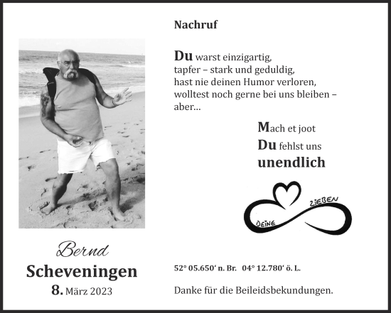 Anzeige von Bernd Scheveningen von  EXPRESS - Die Woche 