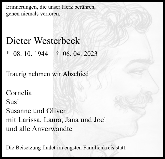 Anzeige von Dieter Westerbeek von Kölner Stadt-Anzeiger / Kölnische Rundschau / Express