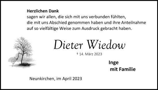 Anzeige von Dieter Wiedow von Kölner Stadt-Anzeiger / Kölnische Rundschau / Express