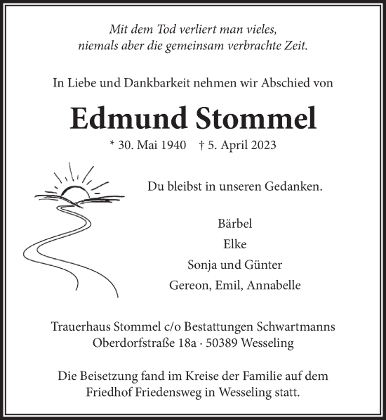 Anzeige von Edmund Stommel von  Schlossbote/Werbekurier 