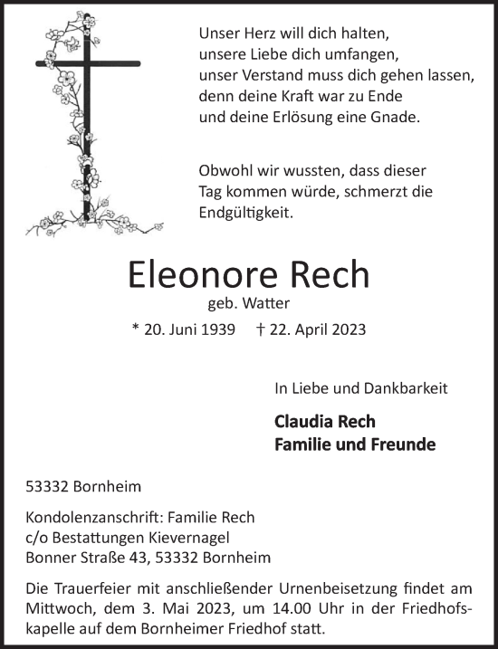 Anzeige von Eleonore Rech von  Schaufenster/Blickpunkt 