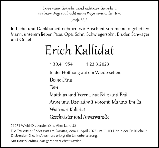 Anzeige von Erick Kallidat von  Anzeigen Echo 