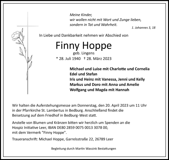 Anzeige von Finny Hoppe von  Werbepost 