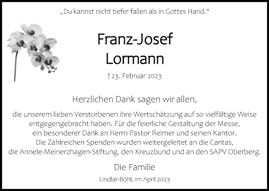 Anzeige von Franz-Josef Lormann von Kölner Stadt-Anzeiger / Kölnische Rundschau / Express
