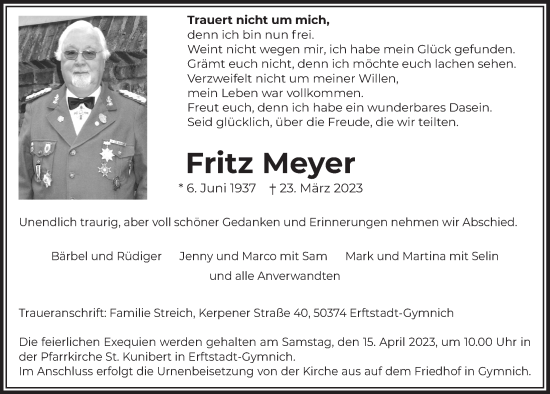 Anzeige von Fritz Meyer von  Werbepost 