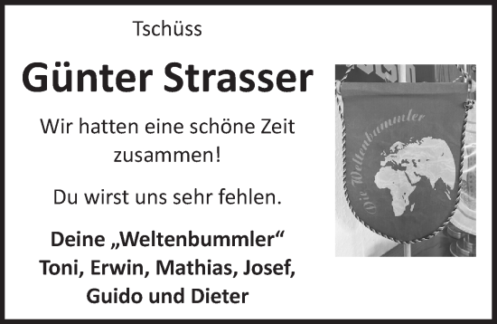 Anzeige von Günter Strasser von  Schlossbote/Werbekurier 