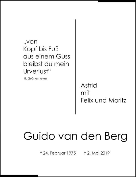Anzeige von Guido von den Berg von  Werbepost 