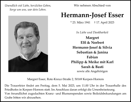 Anzeige von Hermann-Josef Esser von Kölner Stadt-Anzeiger / Kölnische Rundschau / Express