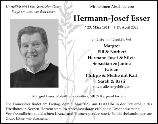 Anzeige von Hermann-Josef Esser von  Werbepost 