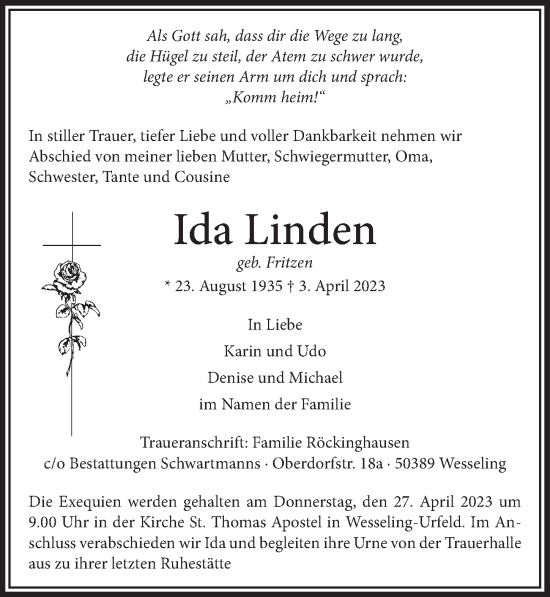 Anzeige von Ida Linden von  Schlossbote/Werbekurier 