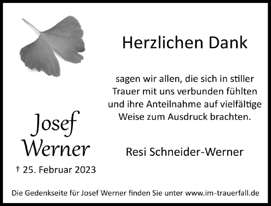 Anzeige von Josef Werner von  Lokalanzeiger 