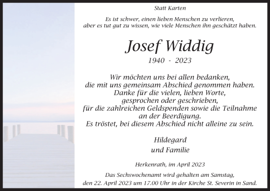 Anzeige von Josef Widdig von Kölner Stadt-Anzeiger / Kölnische Rundschau / Express