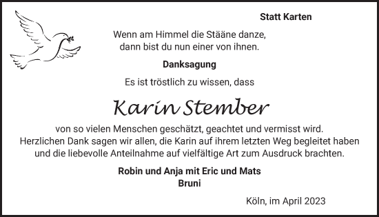 Anzeige von Karin Stember von  EXPRESS - Die Woche 