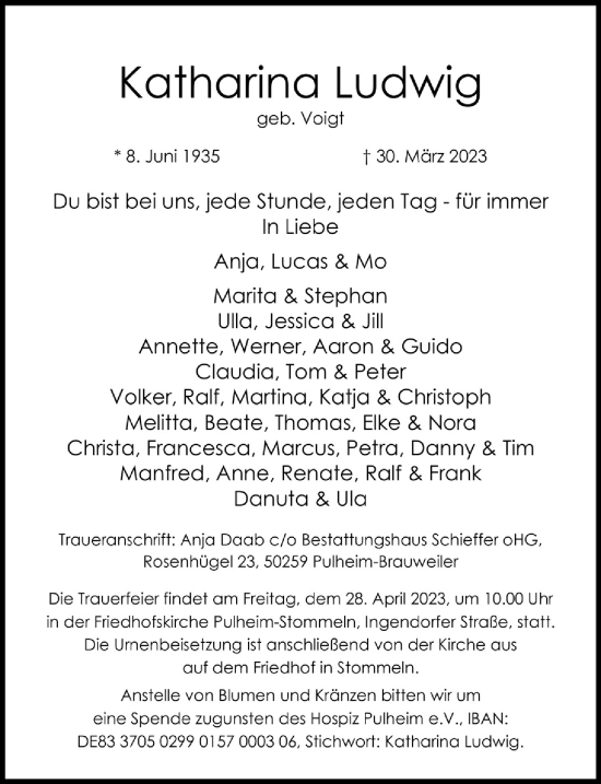 Anzeige von Katharina Ludwig von  Wochenende 
