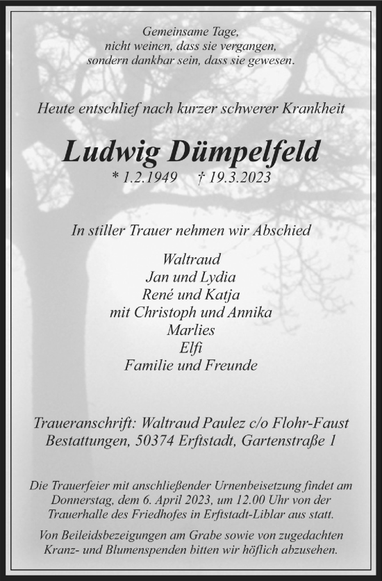 Anzeige von Ludwig Dümpelfeld von  Werbepost 