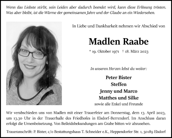 Anzeige von Madlen Raabe von  Werbepost 