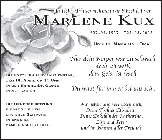 Anzeige von Marlene Kux von  Werbepost 