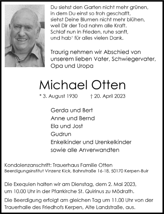 Anzeige von Michael Otten von  Werbepost 