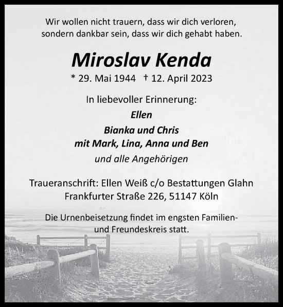 Anzeige von Miroslav Kenda von  EXPRESS - Die Woche 