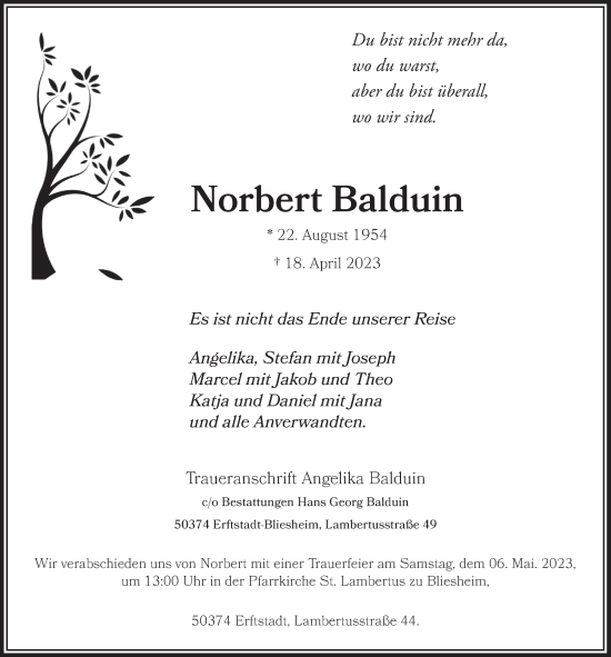 Anzeige von Norbert Balduin von  Werbepost 
