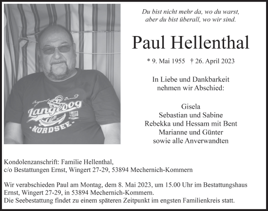 Anzeige von Paul Hellenthal von  Blickpunkt Euskirchen 