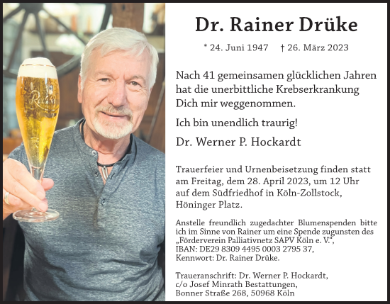 Anzeige von Rainer Drüke von Kölner Stadt-Anzeiger / Kölnische Rundschau / Express