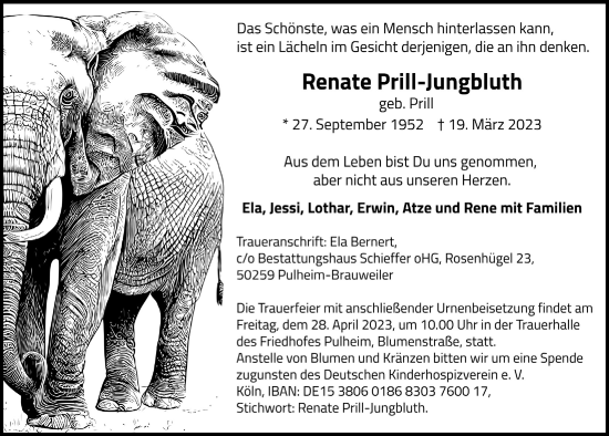 Anzeige von Renate Prill-Jungbluth von  Wochenende 