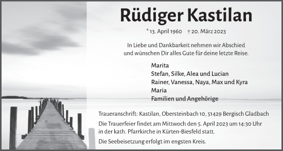 Anzeige von Rüdiger Kastilan von  Bergisches Handelsblatt 