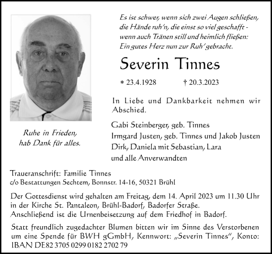 Anzeige von Severin Tinnes von  Schlossbote/Werbekurier 