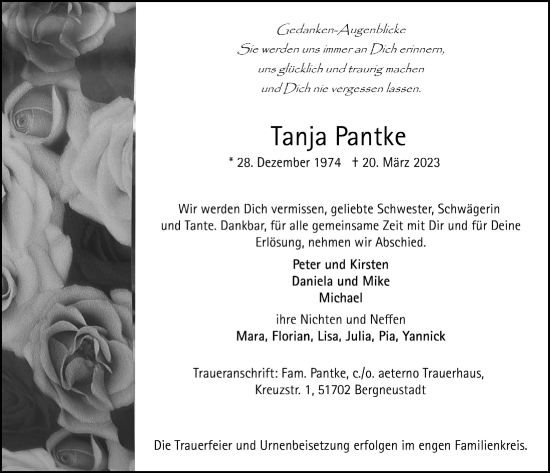 Anzeige von Tanja Pantke von  Anzeigen Echo 