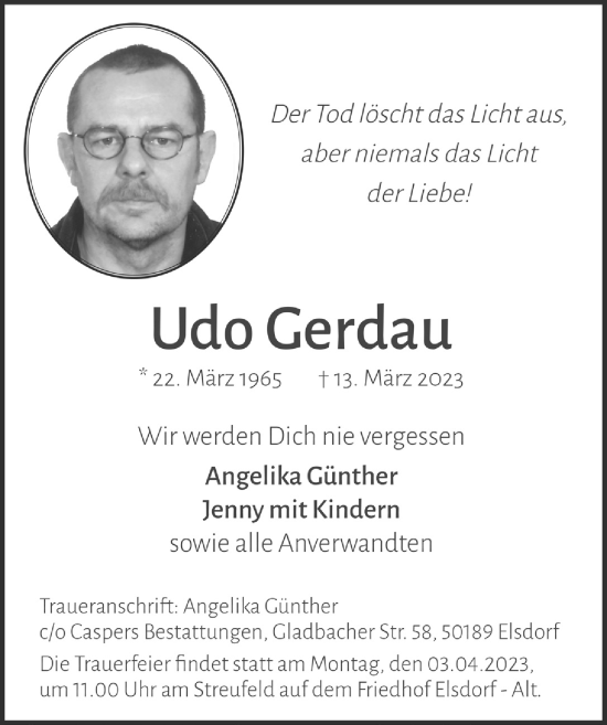 Anzeige von Udo Gerdau von  Werbepost 