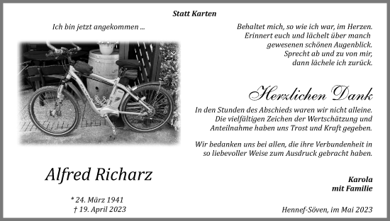 Anzeige von Alfred Richarz von Kölner Stadt-Anzeiger / Kölnische Rundschau / Express