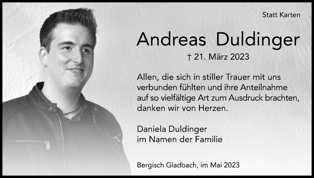  Traueranzeige für Andreas Duldinger vom 18.07.2023 aus Kölner Stadt-Anzeiger / Kölnische Rundschau / Express
