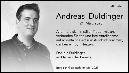 Anzeige von Andreas Duldinger von Kölner Stadt-Anzeiger / Kölnische Rundschau / Express